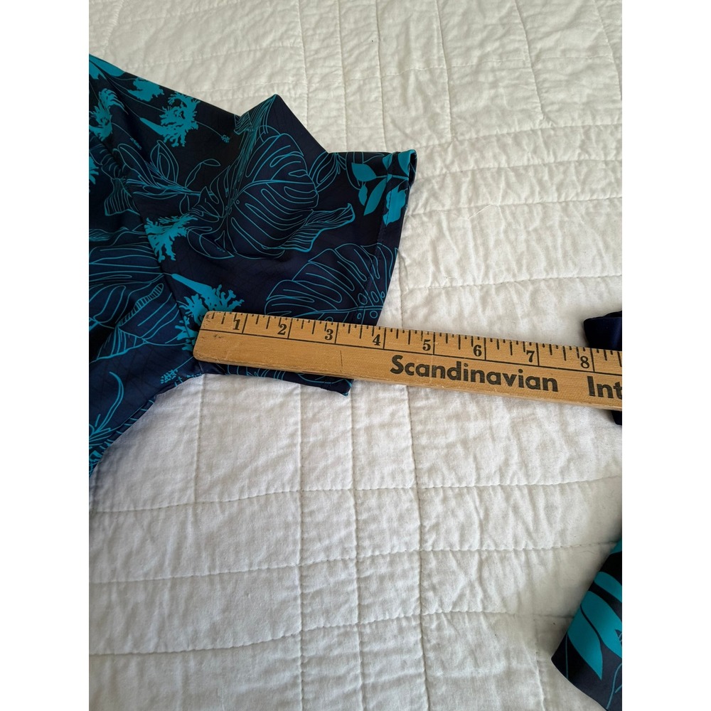 Two Piece Tropical Rash Guard and Swim Shorts Set Navy Teal Floral XL - Picture 5 of 15